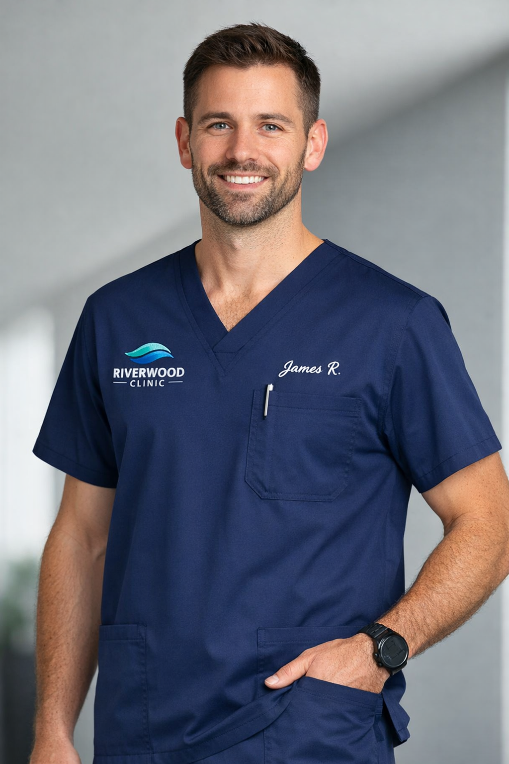 WorkFlex V-Neck Scrub Top | Custom Logo & Name Available