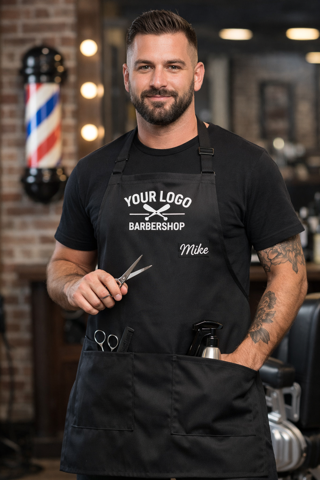 Custom Full-Length Apron with Pockets – Tailored to Your Business, Barbers, Restaurants