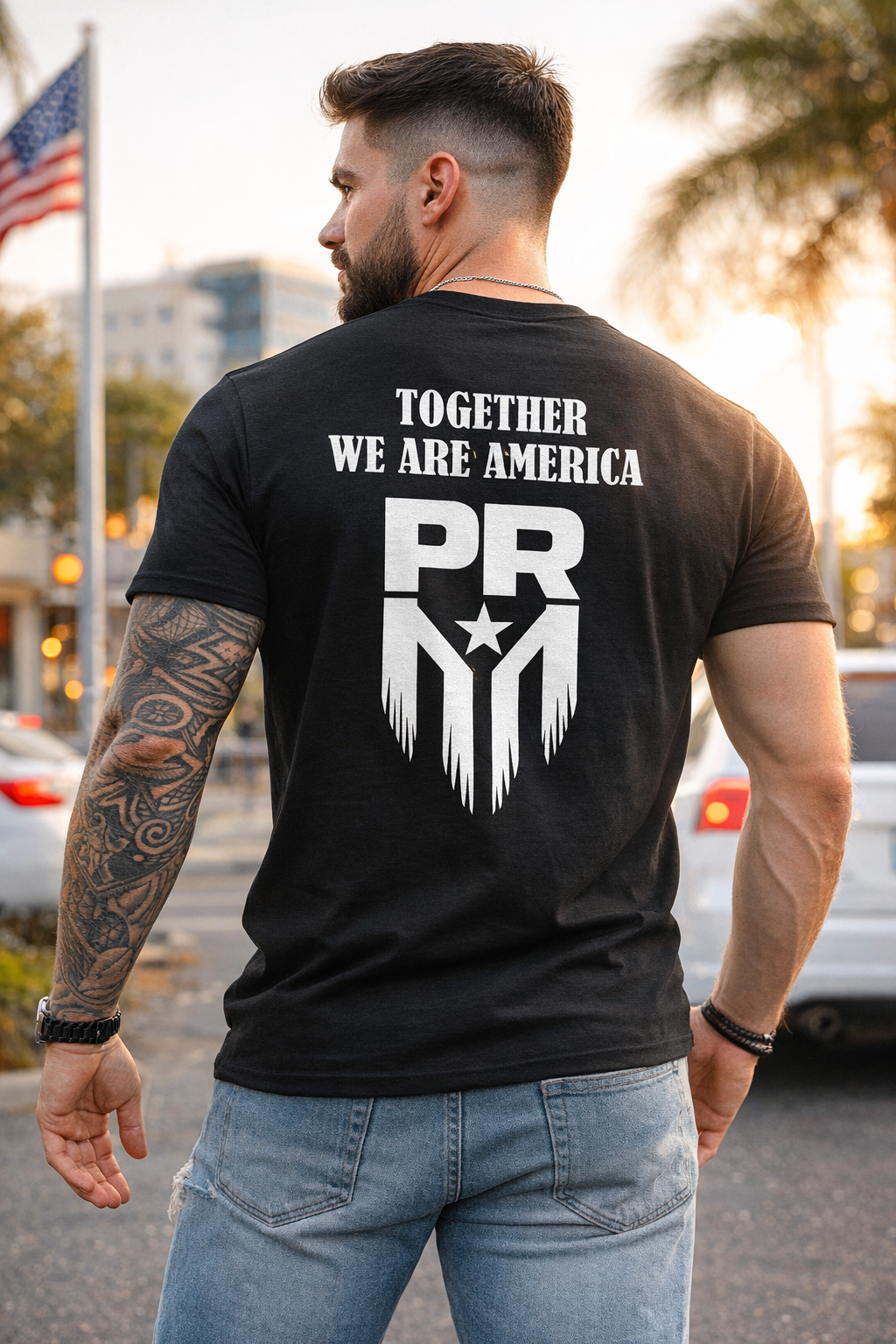 Benito "Together We Are America Black" Front or Back Design Black T- Shirt