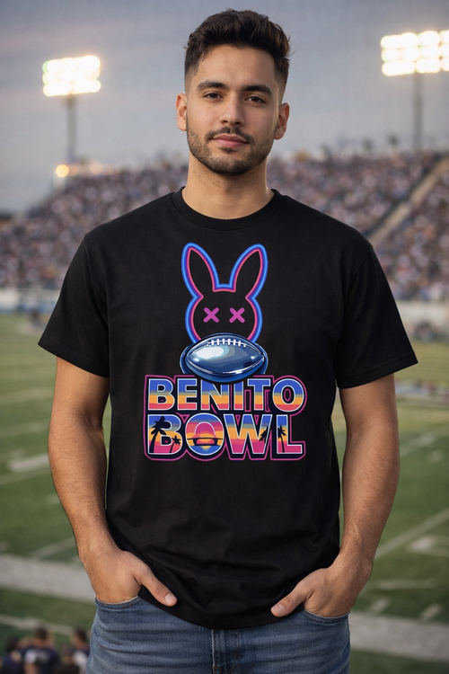 Bright Benito Bowl Street Art Tee | Puerto Rican Urban Football Graphic Shirt