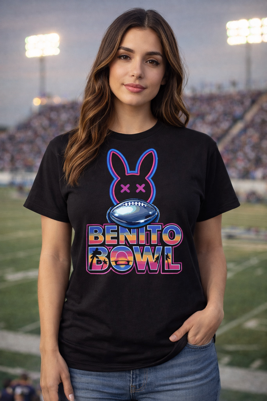 Bright Benito Bowl Street Art Tee | Puerto Rican Urban Football Graphic Shirt