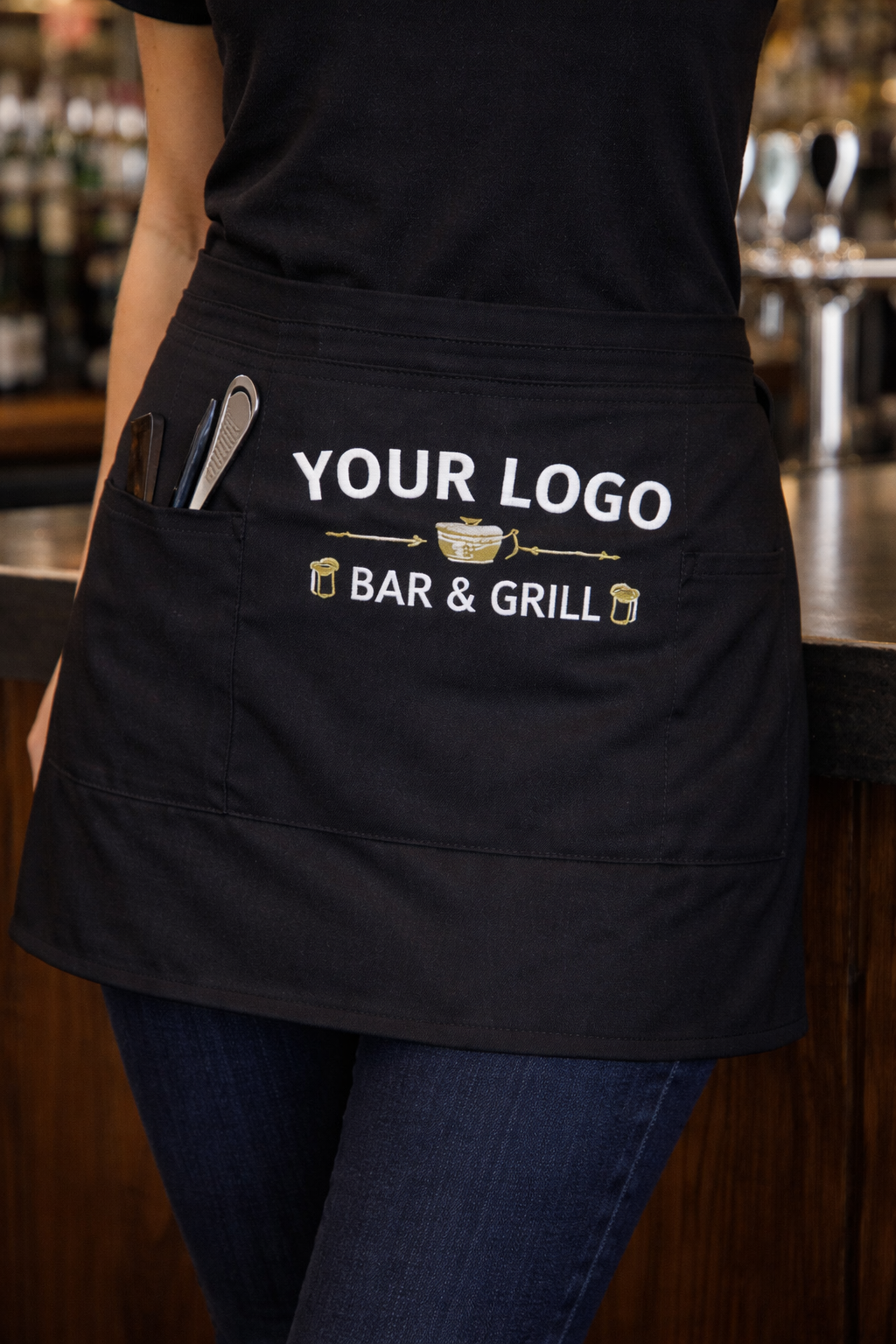 Custom Easy Care Reversible Waist Apron with Stain Release – Tailored to Your Business - Restaurants