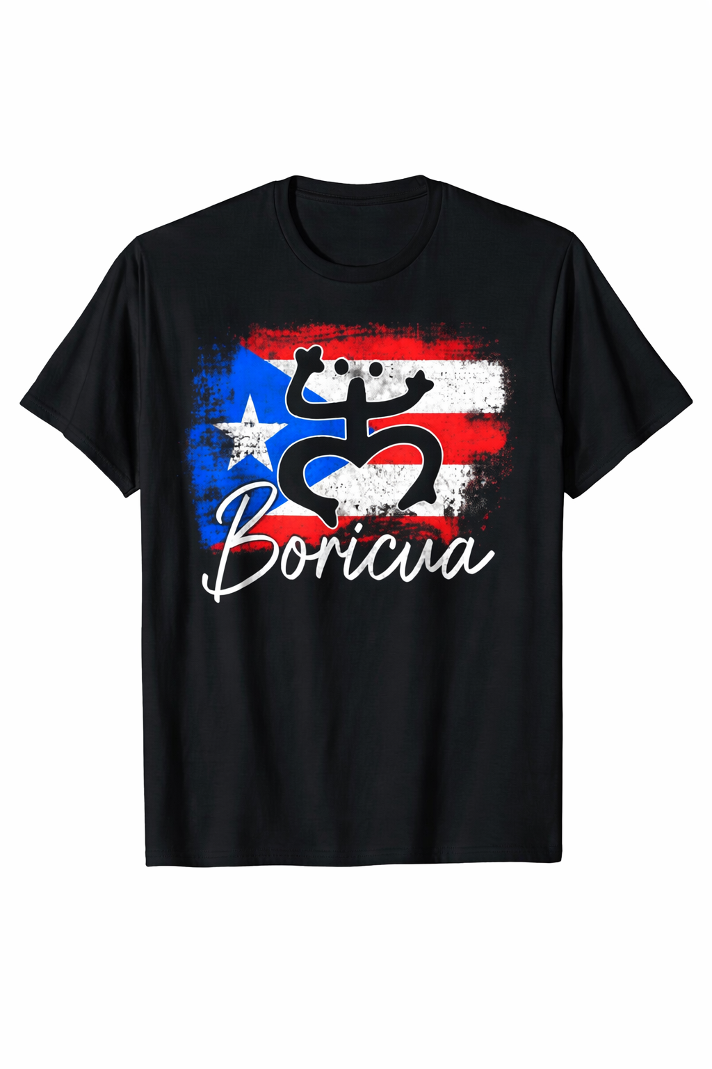 Boricua Puerto Rico Flag & Coqui Design Black T-Shirt