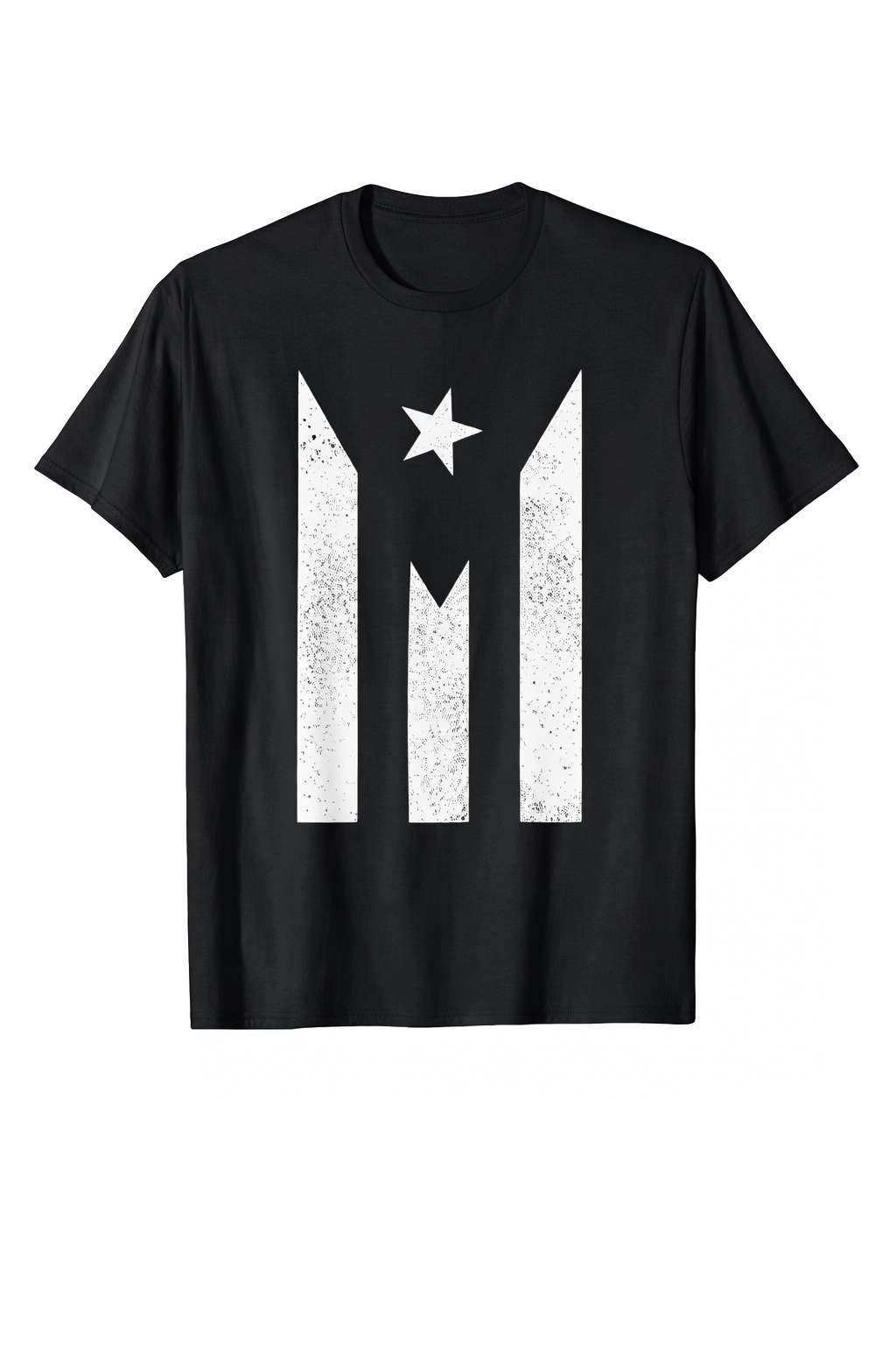 Distressed Puerto Rico White & Black Flag T-Shirt