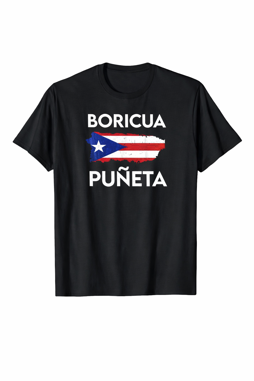 Boricua Puñeta and Puerto Rico Flag Black T-Shirt