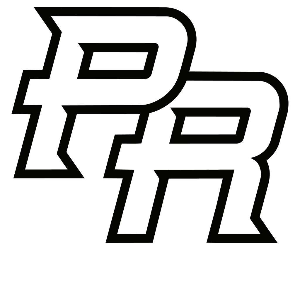 Black and white logo with PR Baseball logo on a white background