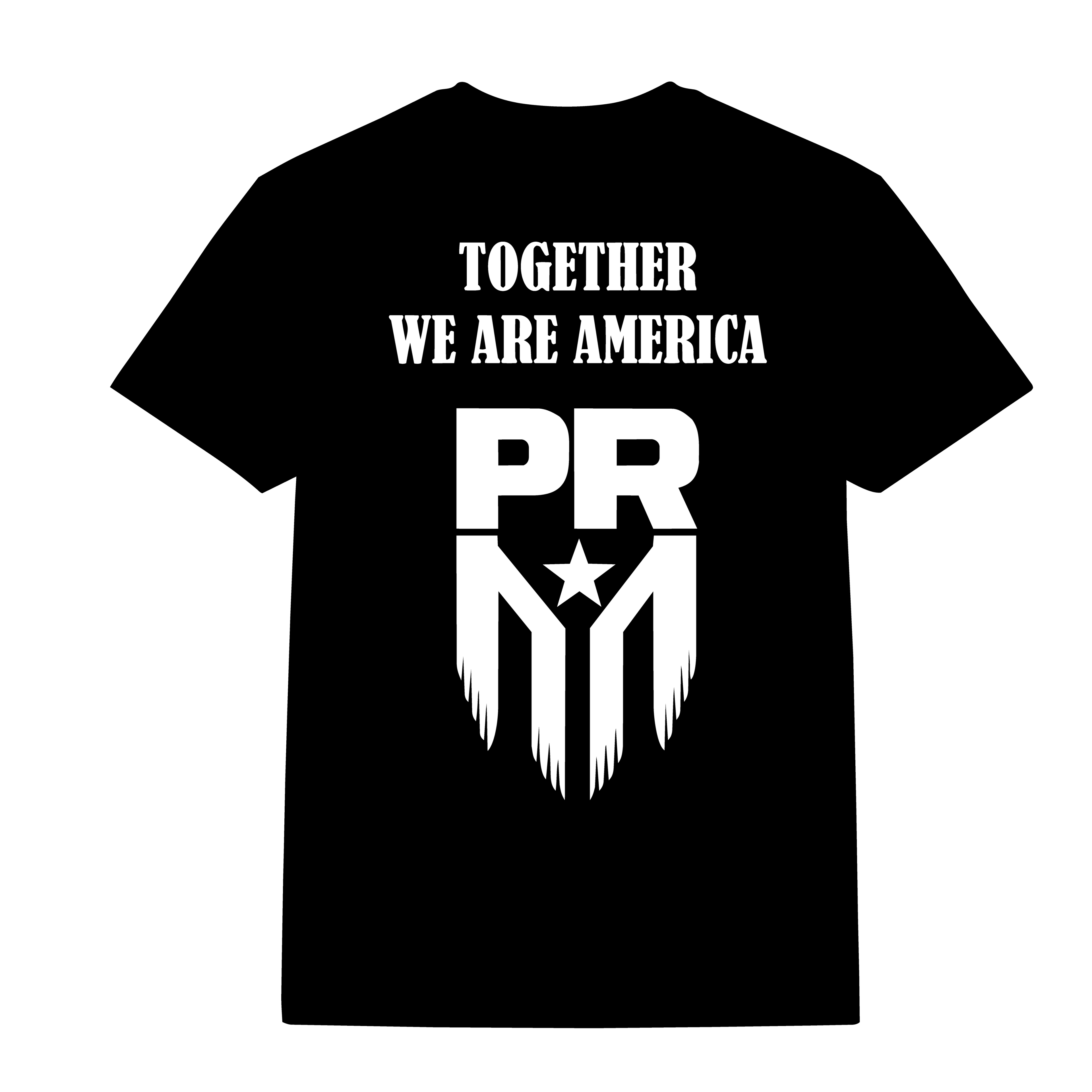 Benito "Together We Are America Black" Front or Back Design Black T- Shirt