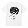 White t-shirt with 'Black Girl Magic' graphic design on a white background