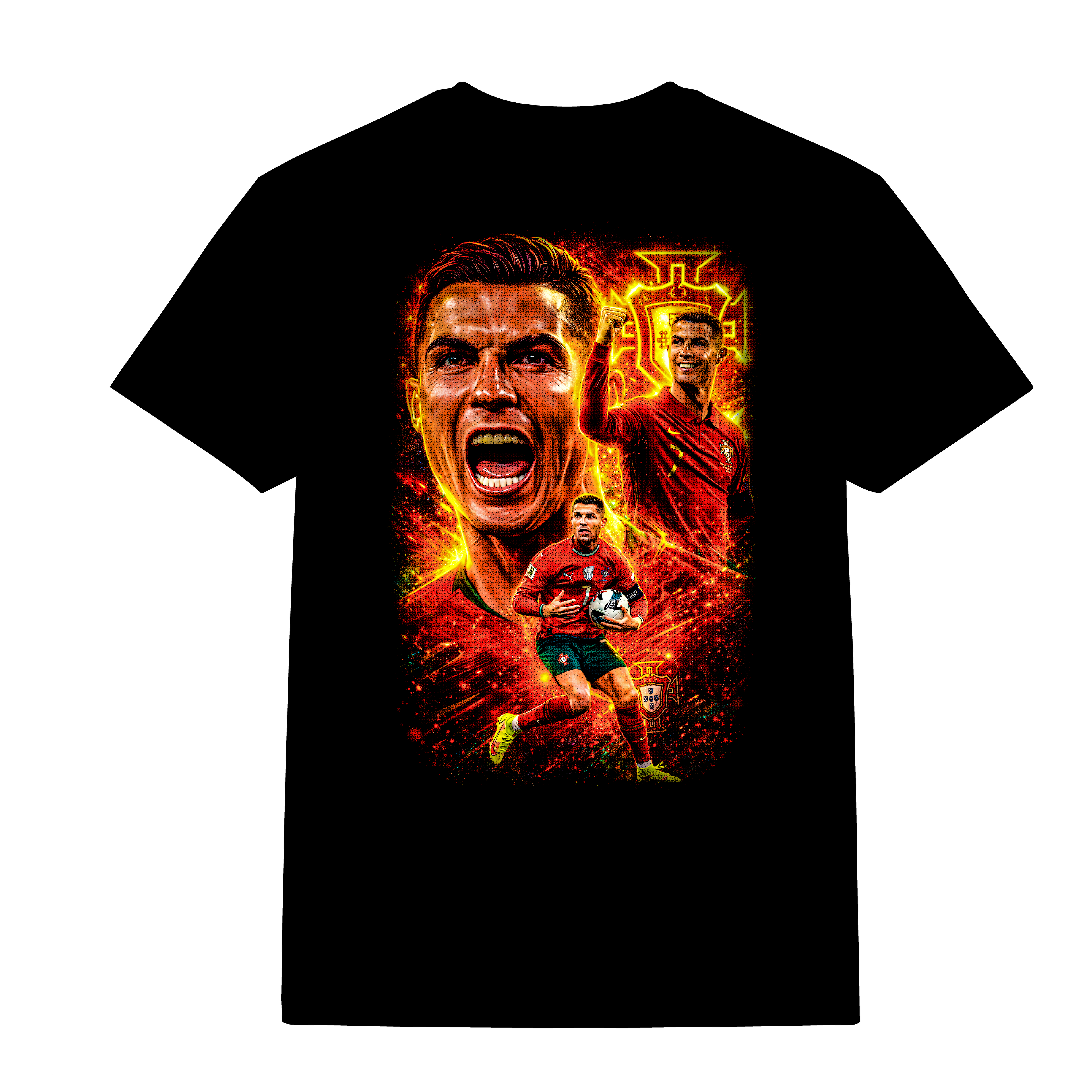 Legend-Inspired Ronaldo Portugal Soccer Graphic T-Shirt | Premium Football Fan Shirt | Black Graphic Tee