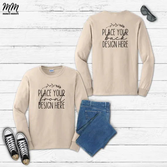 Create Your Own Long Sleeve T-Shirt  - Upload your design Premium Quality Printing