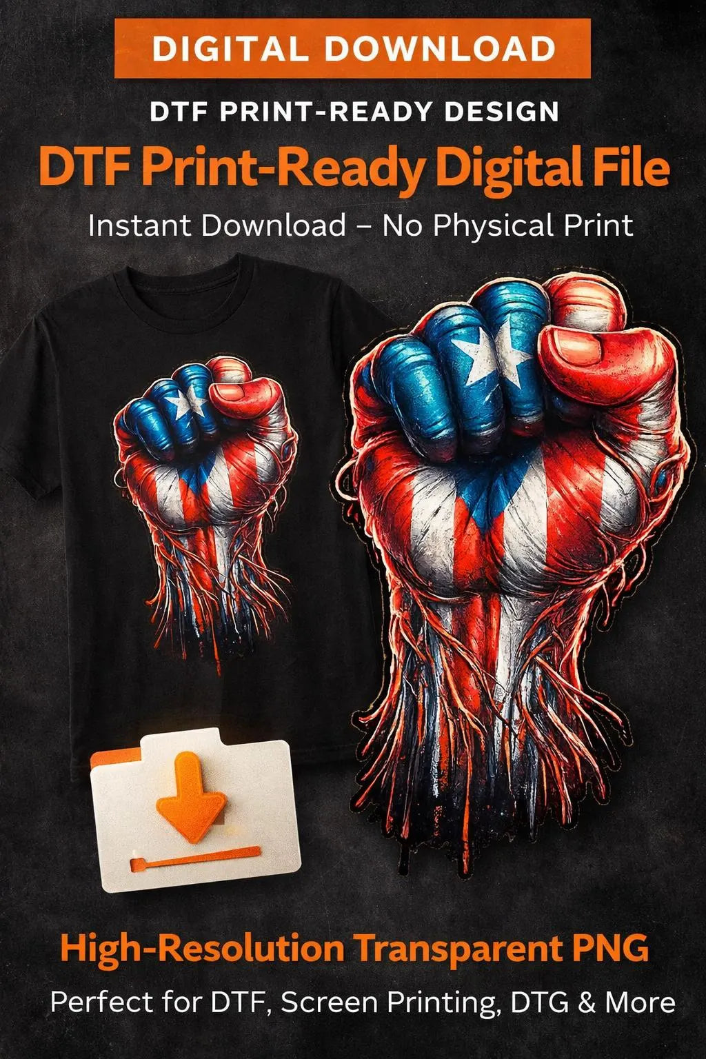 Puerto Rican Power Fist Digital Design PNG