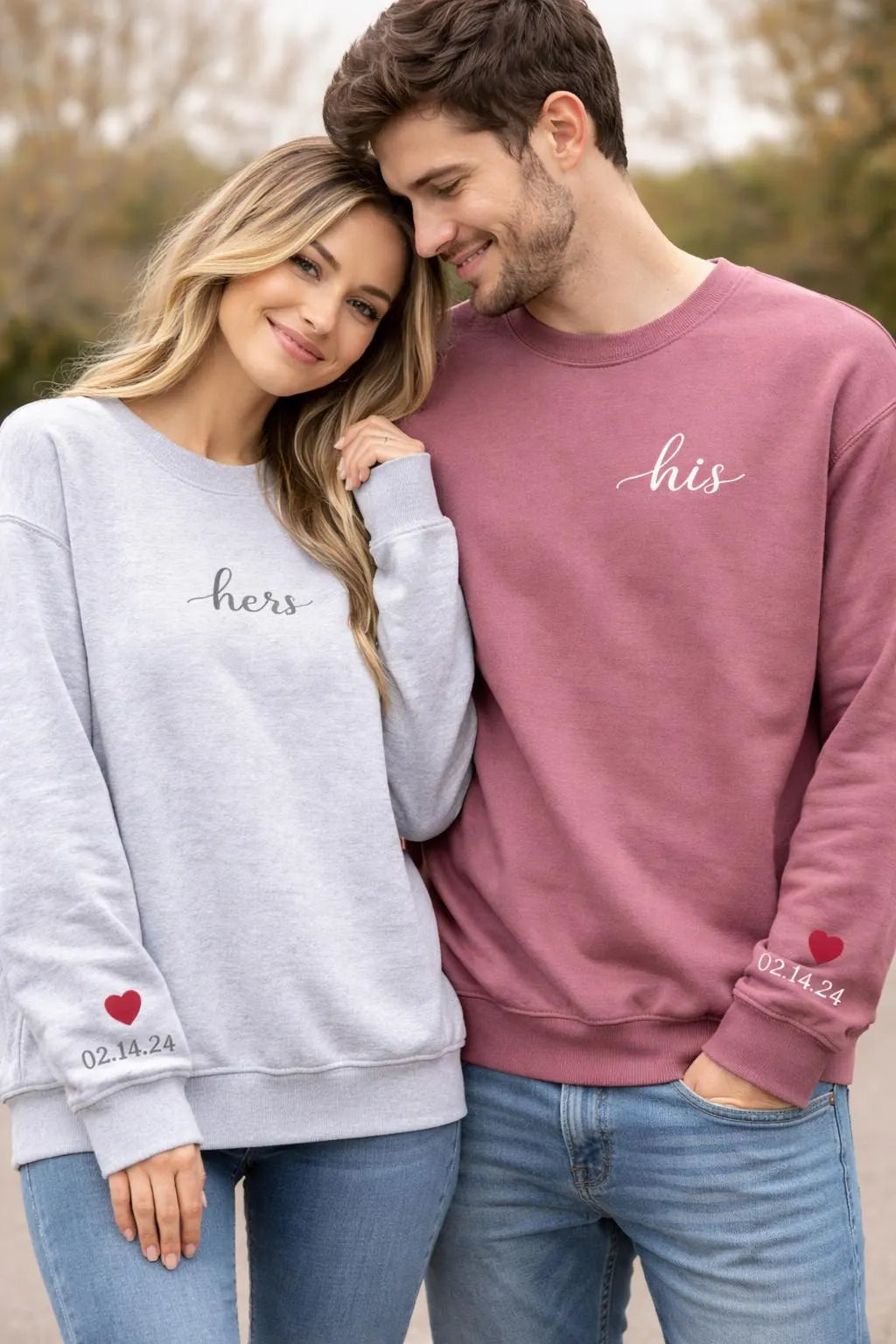 Personalized His and Hers Valentine Sweatshirts