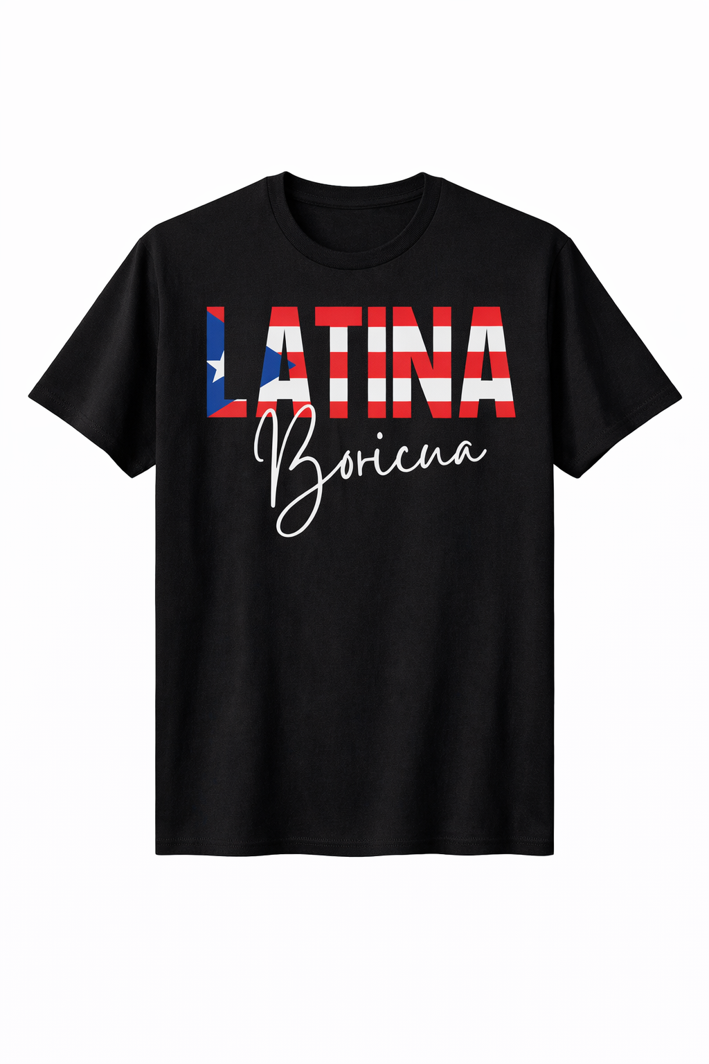 Women Latina Boricua Black T-Shirt - 100% Cotton