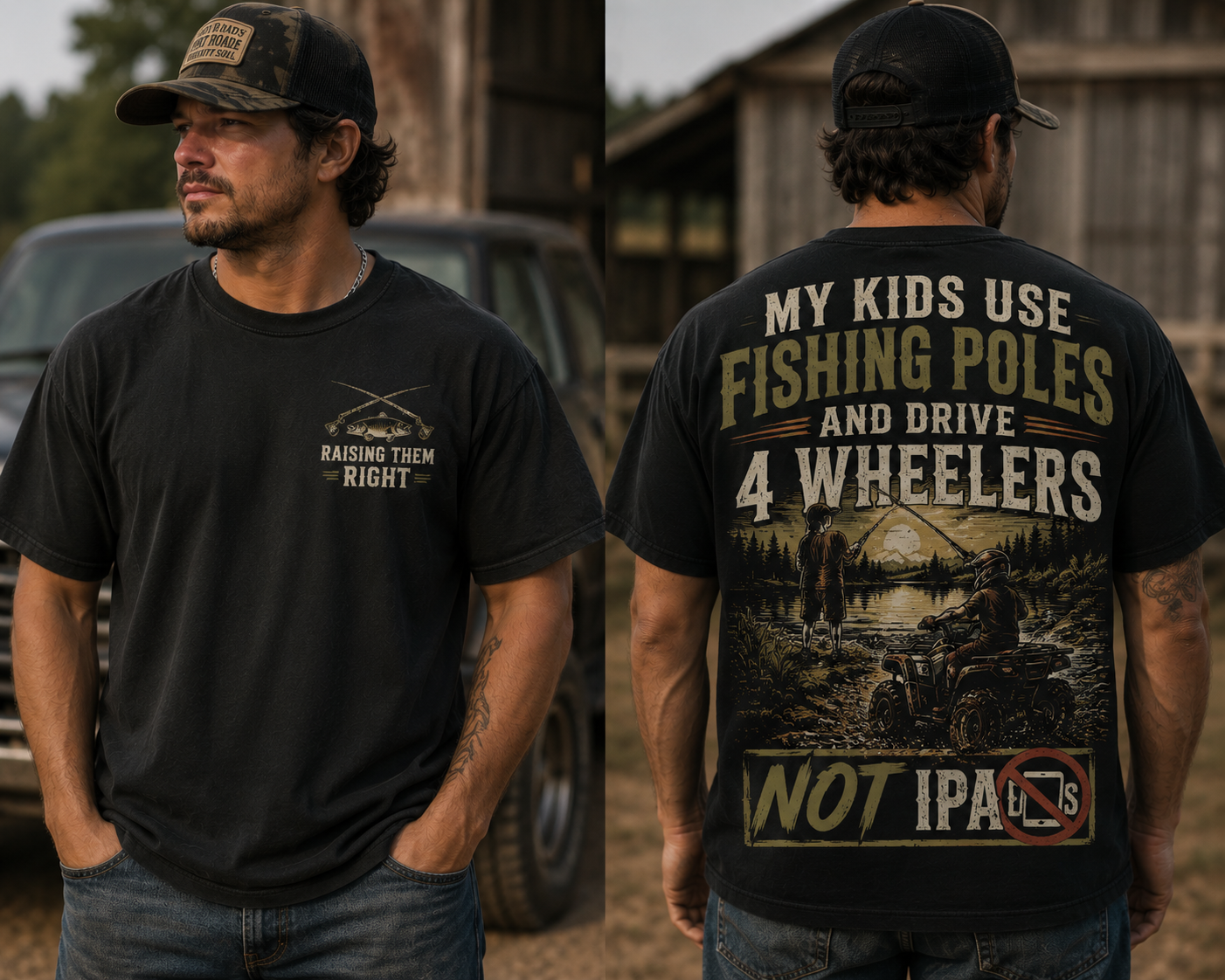 My Kids Use Fishing Poles Not iPads Country Graphic Tee
