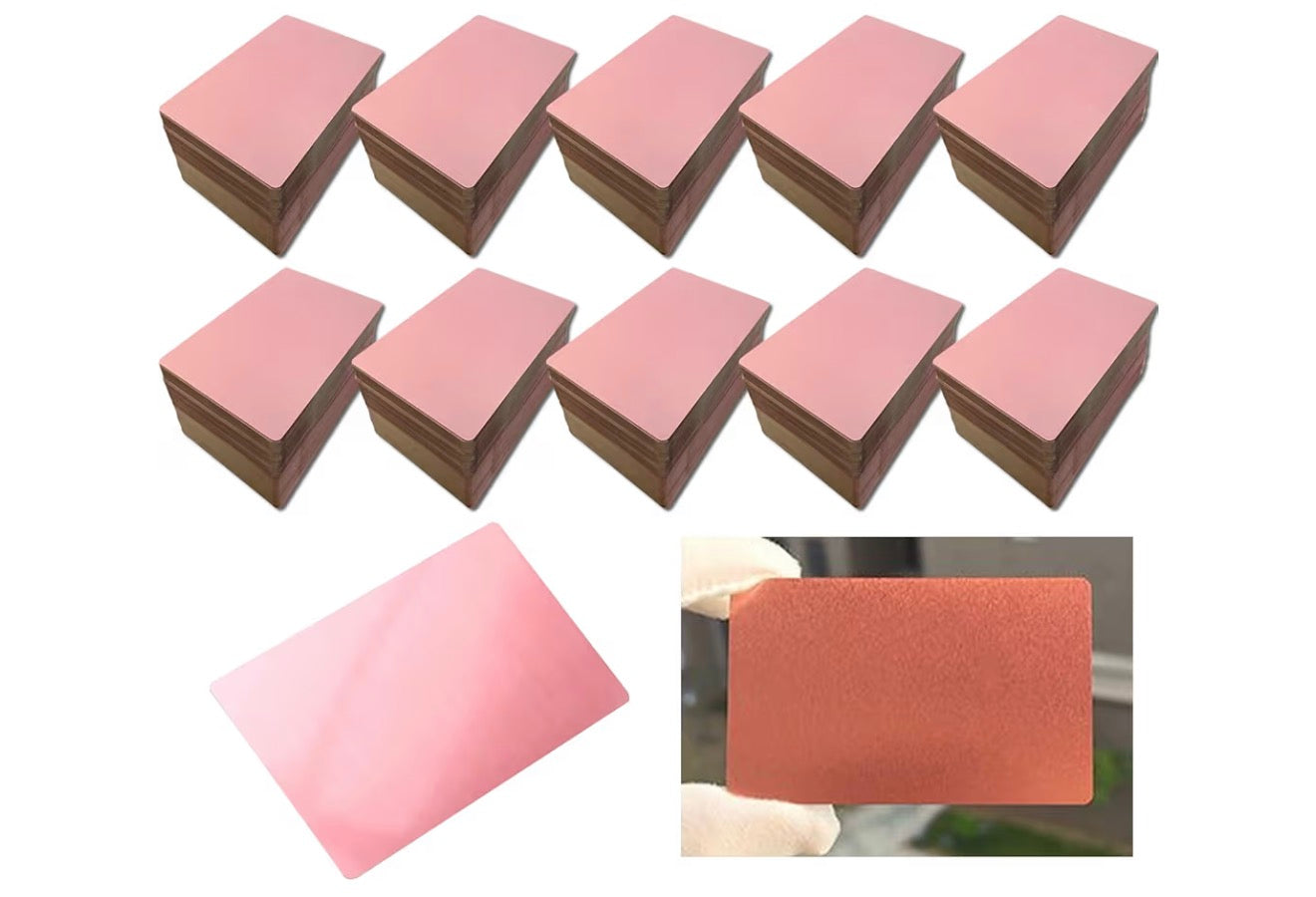 Rose gold or pink custom laser engraved business cards. Premium quality, cheap prices. 